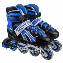 ROLKI ŁYŻWOROLKI REGULOWANE ŚWIECĄCE KÓŁKA Kolor: Niebieski Rozmiar: S - 30-33 (17cm-20cm)
